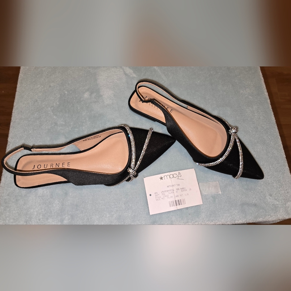 Womens Journee Collection Black Flat Dress Shoes